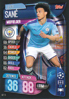 Leroy Sane Manchester City 2019/20 Topps Match Attax CL #MCY10